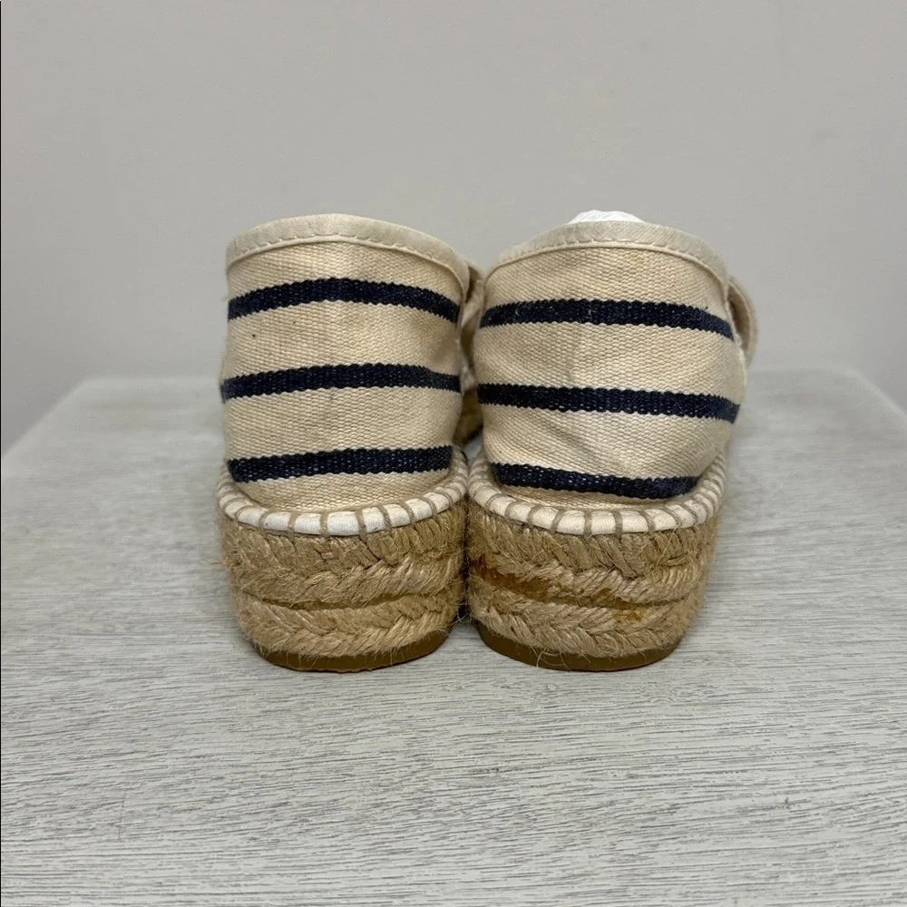 Saint James Women’s Navy and Cream Stripes Espadrilles Size 40